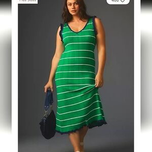 Anthropologie DailyPractice Sleeveless StripeSweater NavyGreen Midi Dress Medium